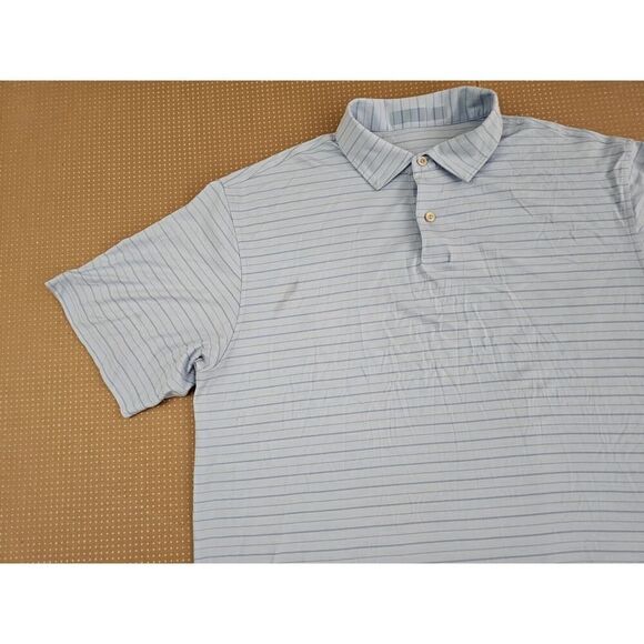 Peter Millar Featherweight Golf Polo Shirt Men’s Size XL Blue Striped - Picture 4 of 16